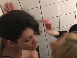 lesbian in club bathroom